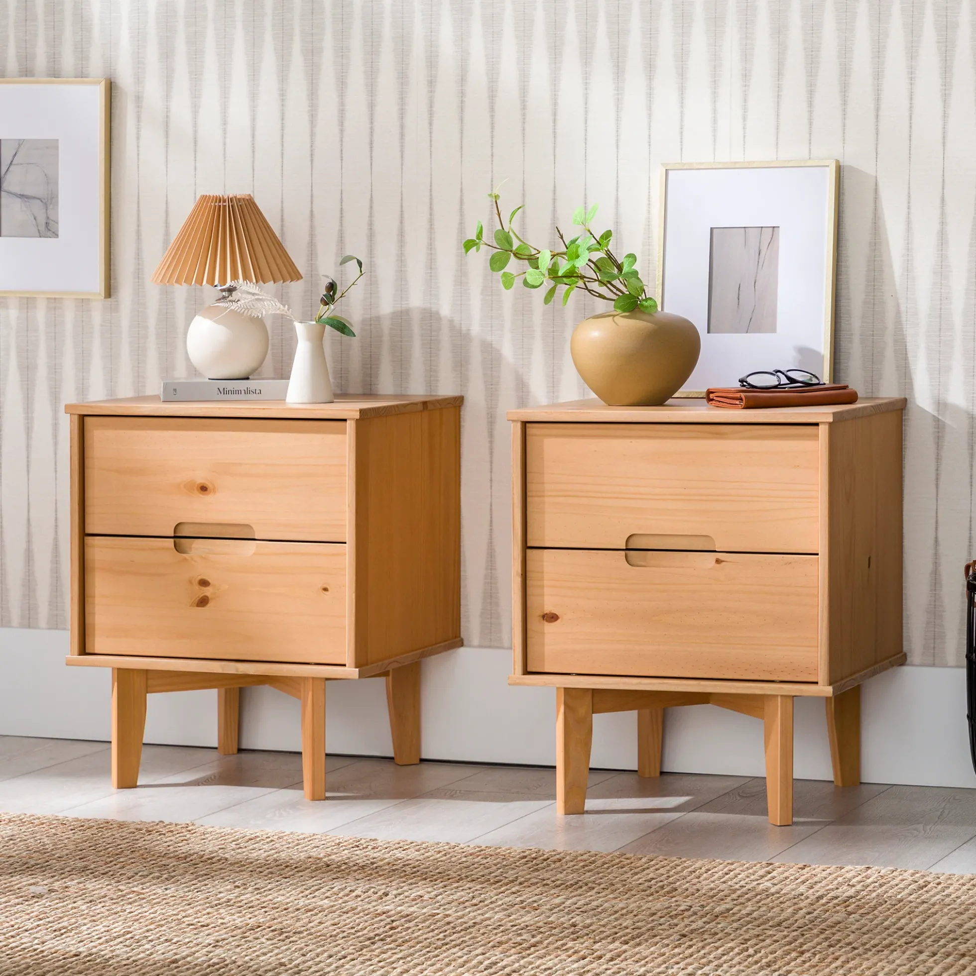 Sloane Mid Century Modern Solid Wood Nightstand