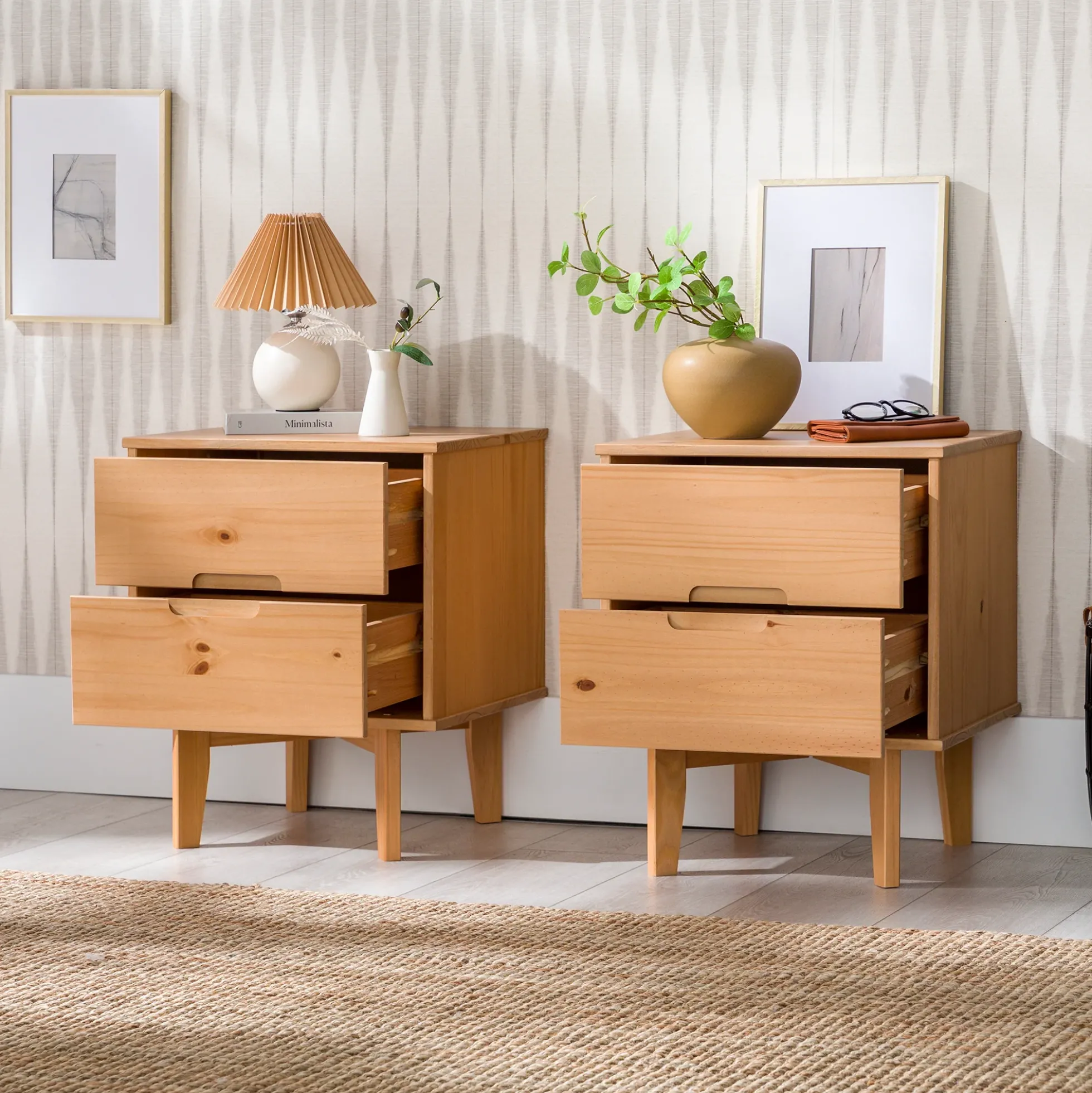 Sloane Mid Century Modern Solid Wood Nightstand