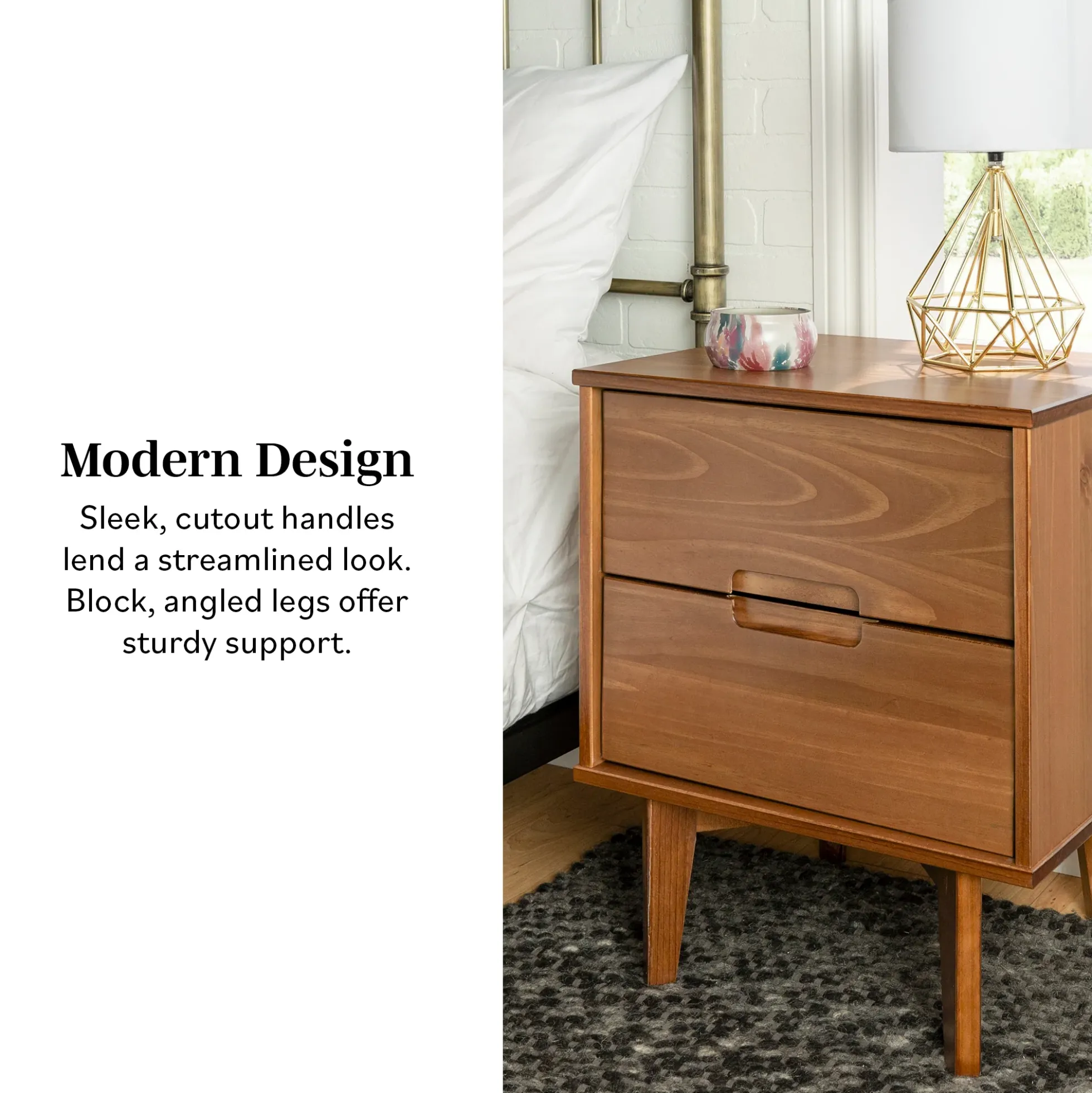 Sloane Mid Century Modern Solid Wood Nightstand
