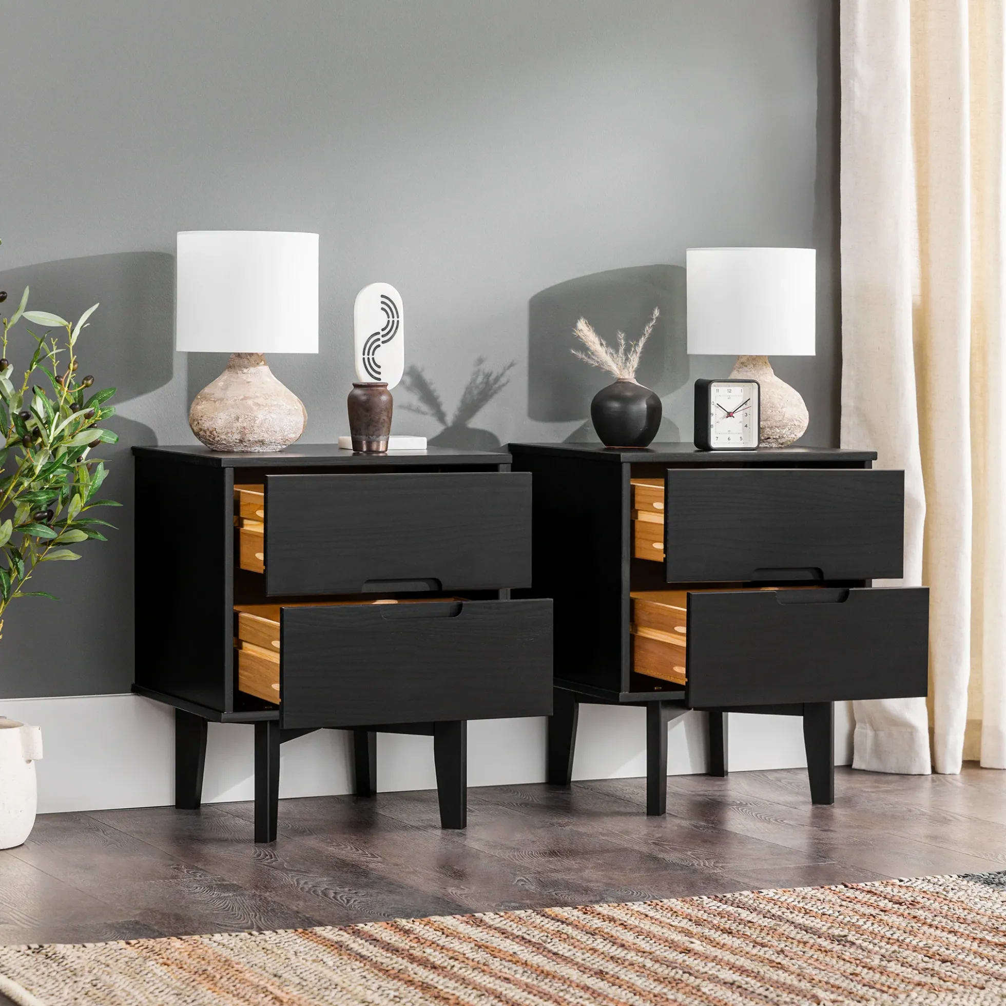 Sloane Mid Century Modern Solid Wood Nightstand