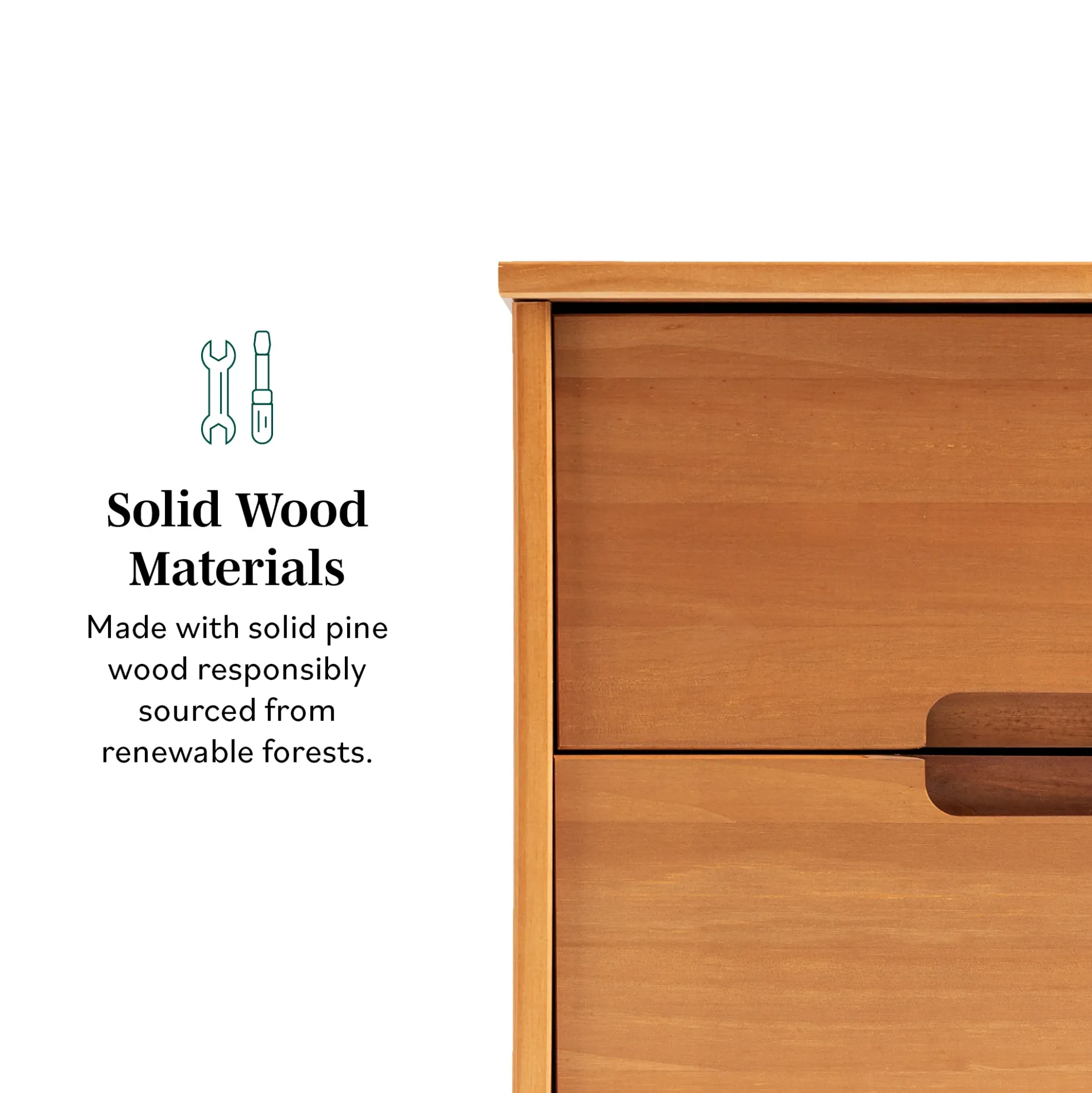 Sloane Mid Century Modern Solid Wood Nightstand