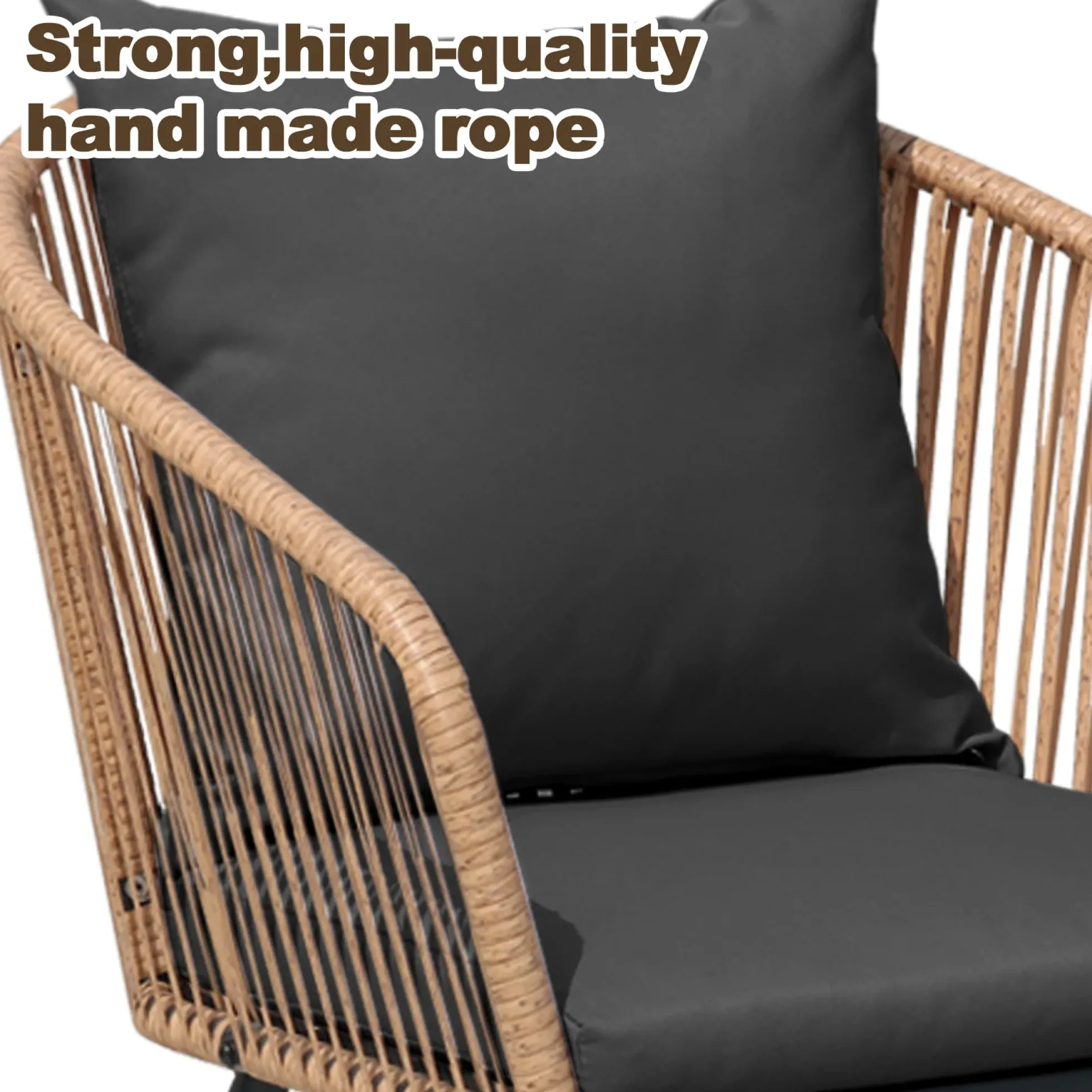 Small 5-Piece Wicker Conversation Outdoor Patio Set with Round Glass Table