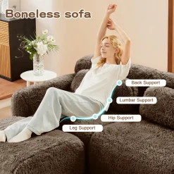 Soft And Fluffy Plush Boneless Modular Sofa with Ottoman