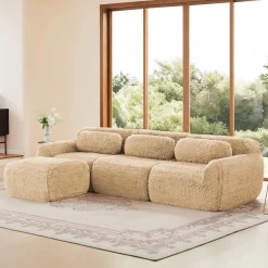 Soft And Fluffy Plush Boneless Modular Sofa with Ottoman