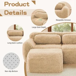 Soft And Fluffy Plush Boneless Modular Sofa with Ottoman