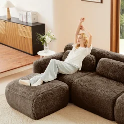 Soft And Fluffy Plush Boneless Modular Sofa with Ottoman