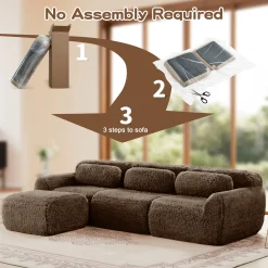 Soft And Fluffy Plush Boneless Modular Sofa with Ottoman