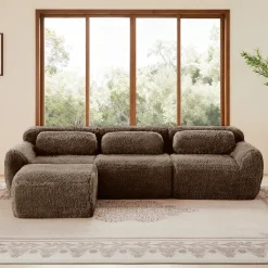 Soft And Fluffy Plush Boneless Modular Sofa with Ottoman