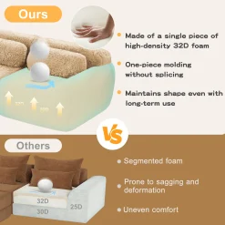 Soft And Fluffy Plush Boneless Modular Sofa with Ottoman