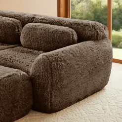 Soft Fluffy Plush Fabric 2-seater Modular Sectional Sofa Couch