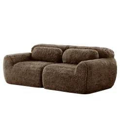Soft Fluffy Plush Fabric 2-seater Modular Sectional Sofa Couch