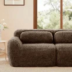 Soft Fluffy Plush Fabric 2-seater Modular Sectional Sofa Couch