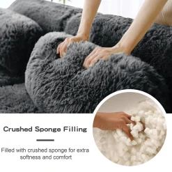 Soft Teddy Plush Ergonomic Design L-shaped Loveseat Sofa with Ottoman