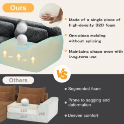 Soft Teddy Plush Ergonomic Design L-shaped Loveseat Sofa with Ottoman