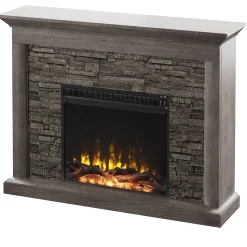 Stacked Stone Wall Mantel with Electric Fireplace