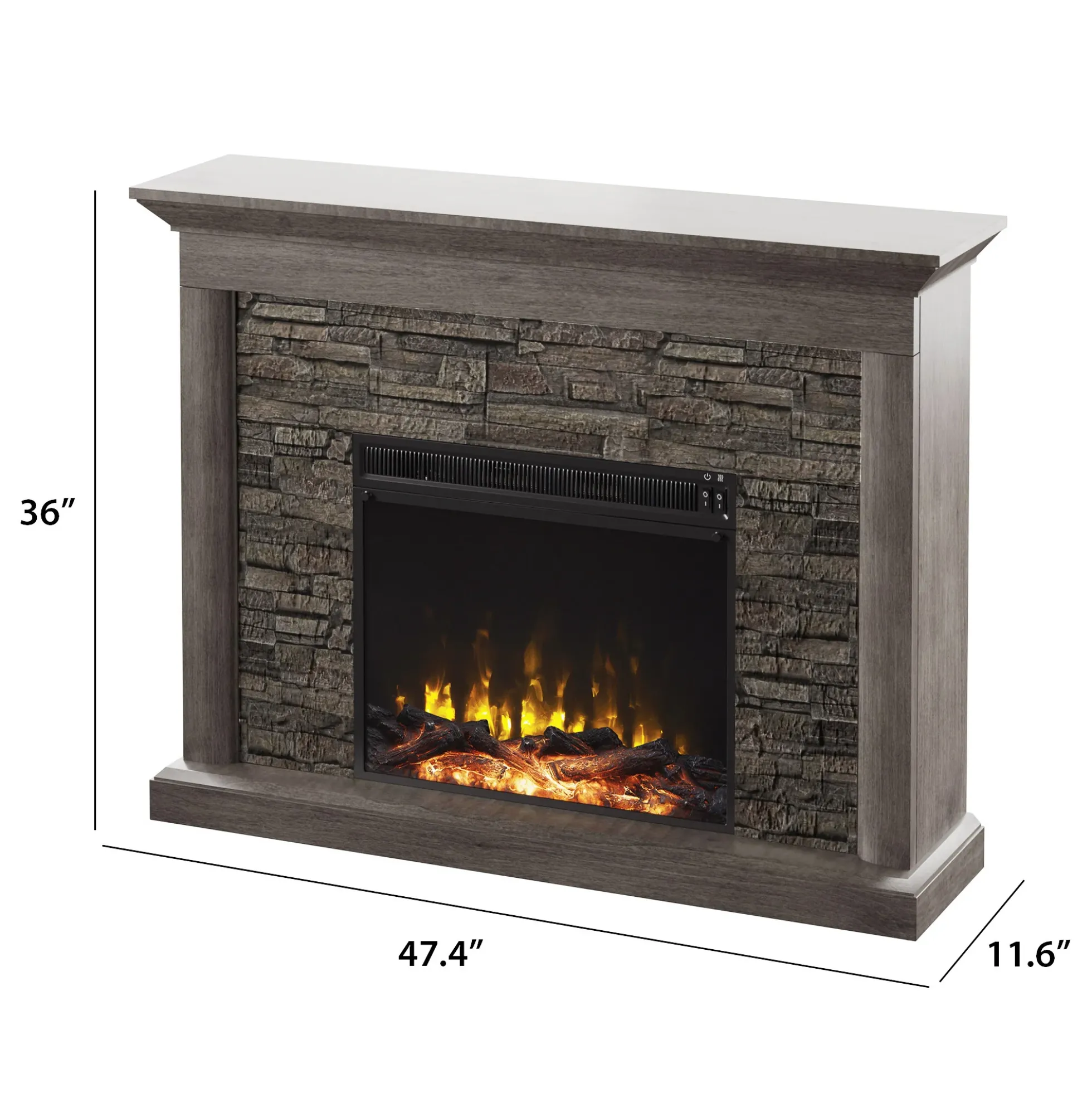 Stacked Stone Wall Mantel with Electric Fireplace