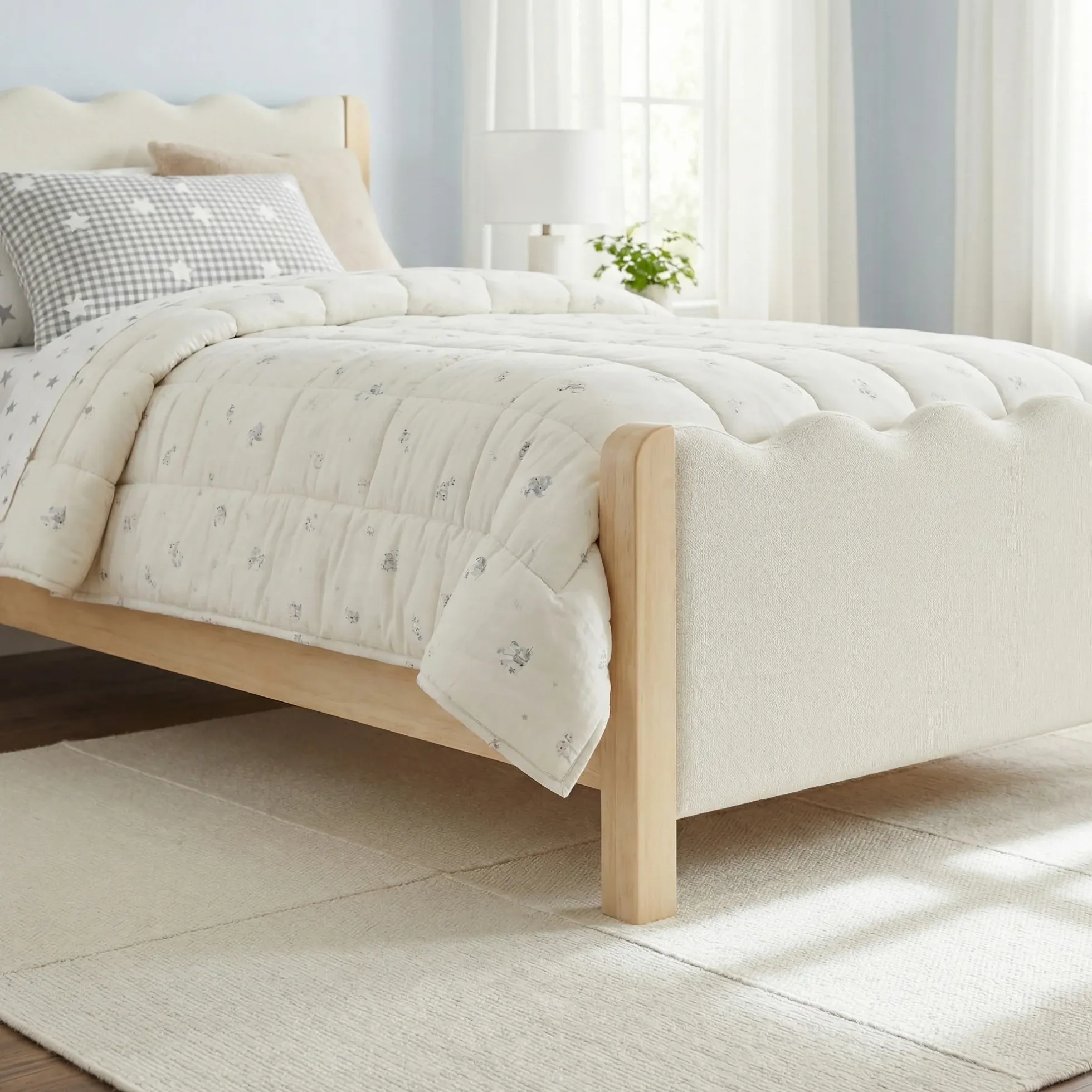 Suri Modern Wavy Boucle Upholstered Twin Bed