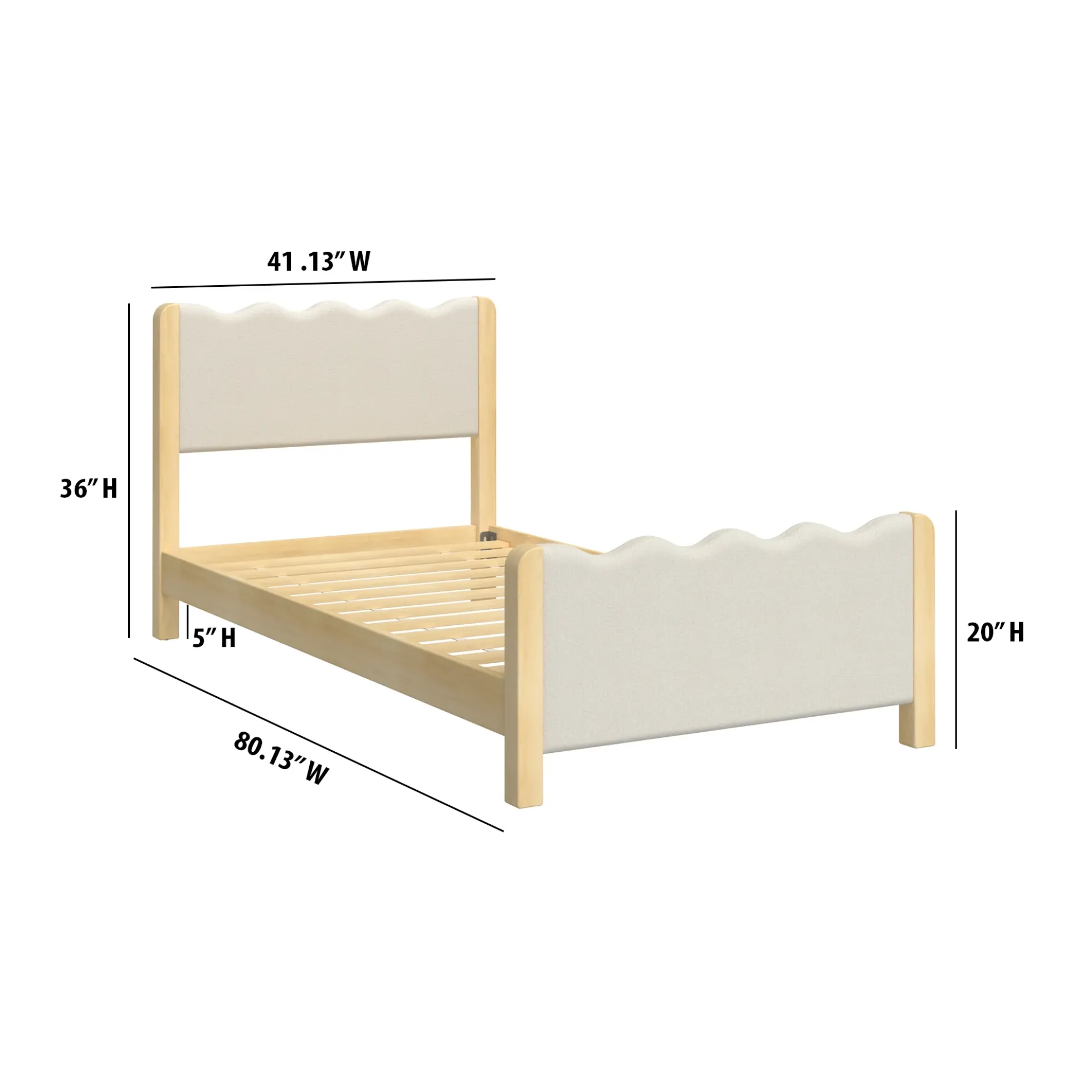 Suri Modern Wavy Boucle Upholstered Twin Bed
