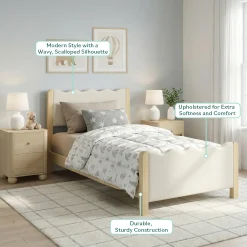 Suri Modern Wavy Boucle Upholstered Twin Bed