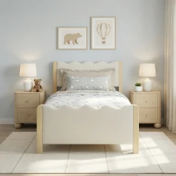 Suri Modern Wavy Boucle Upholstered Twin Bed