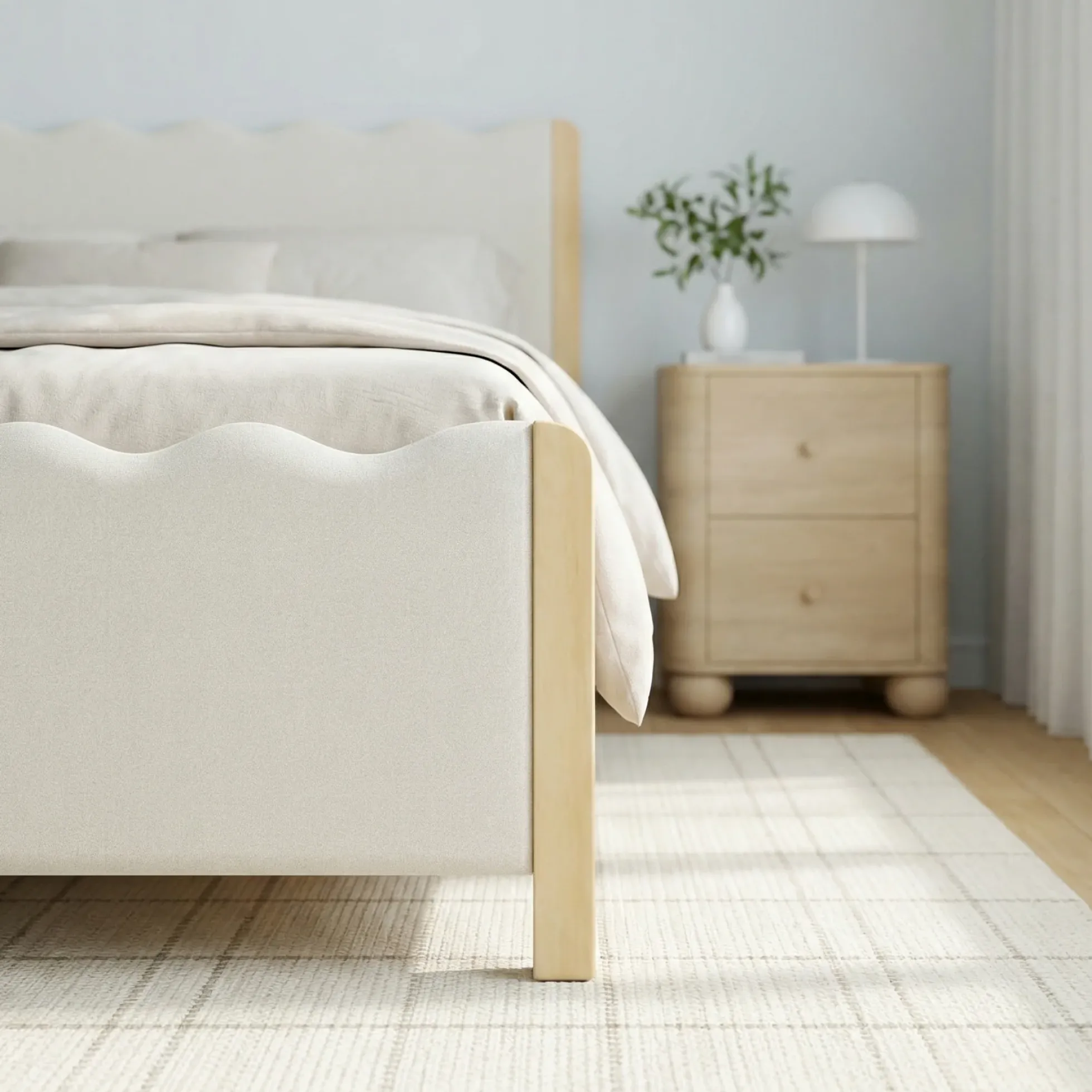 Suri Modern Wavy Boucle Upholstered Twin Bed