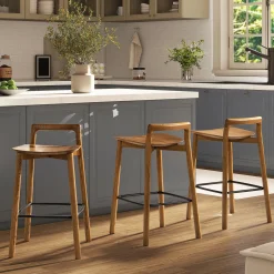 Sven 26.5' Modern Minimalist Low Back Wood Counter Stool