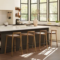 Sven 26.5' Modern Minimalist Low Back Wood Counter Stool
