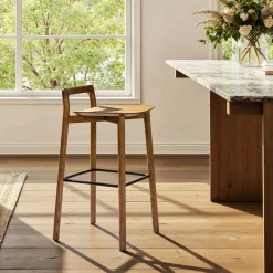 Sven 30' Modern Minimalist Low Back Wood Barstool