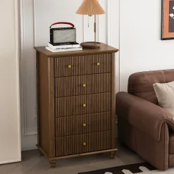 Tall Modern 45" Fluted 5 Drawer Dresser Chest