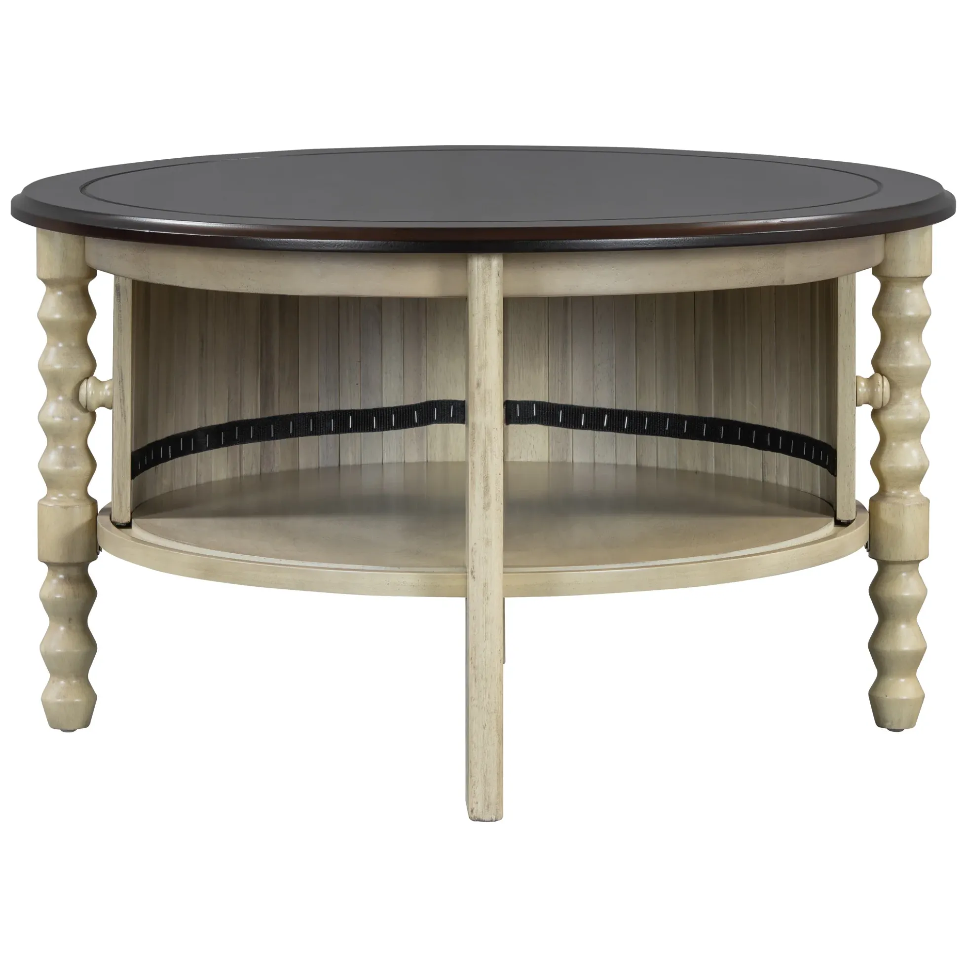 Traditional Design Round 30.3' Coffee Table with Storage Sliding Door
