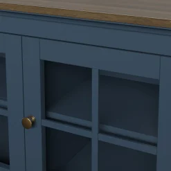 Traditional Farmhouse Windowpane Glass Doors Buffet Sideboard