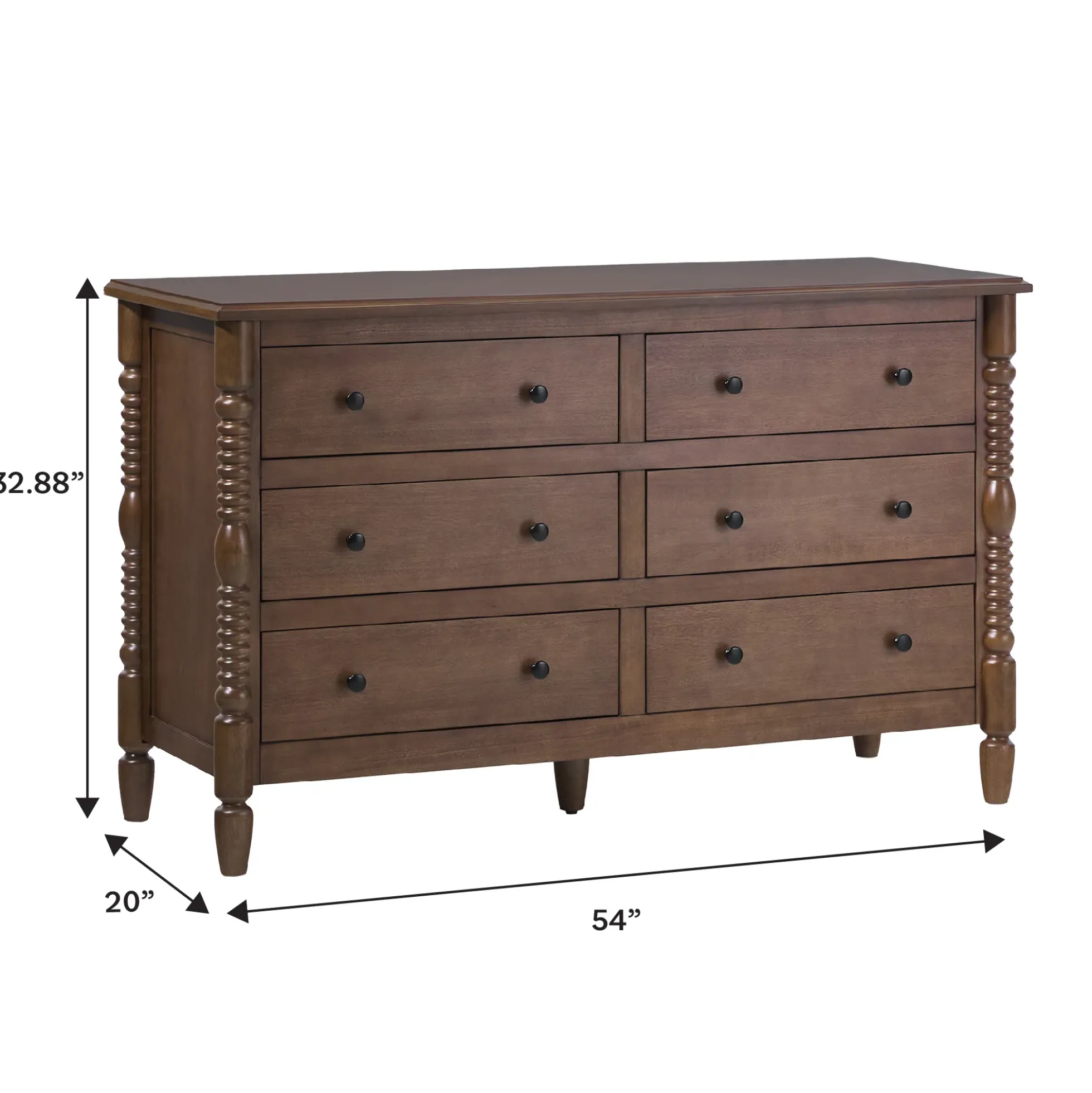 Traditional Vivienne 6-Drawer Easy Assembly Solid Wood Dresser