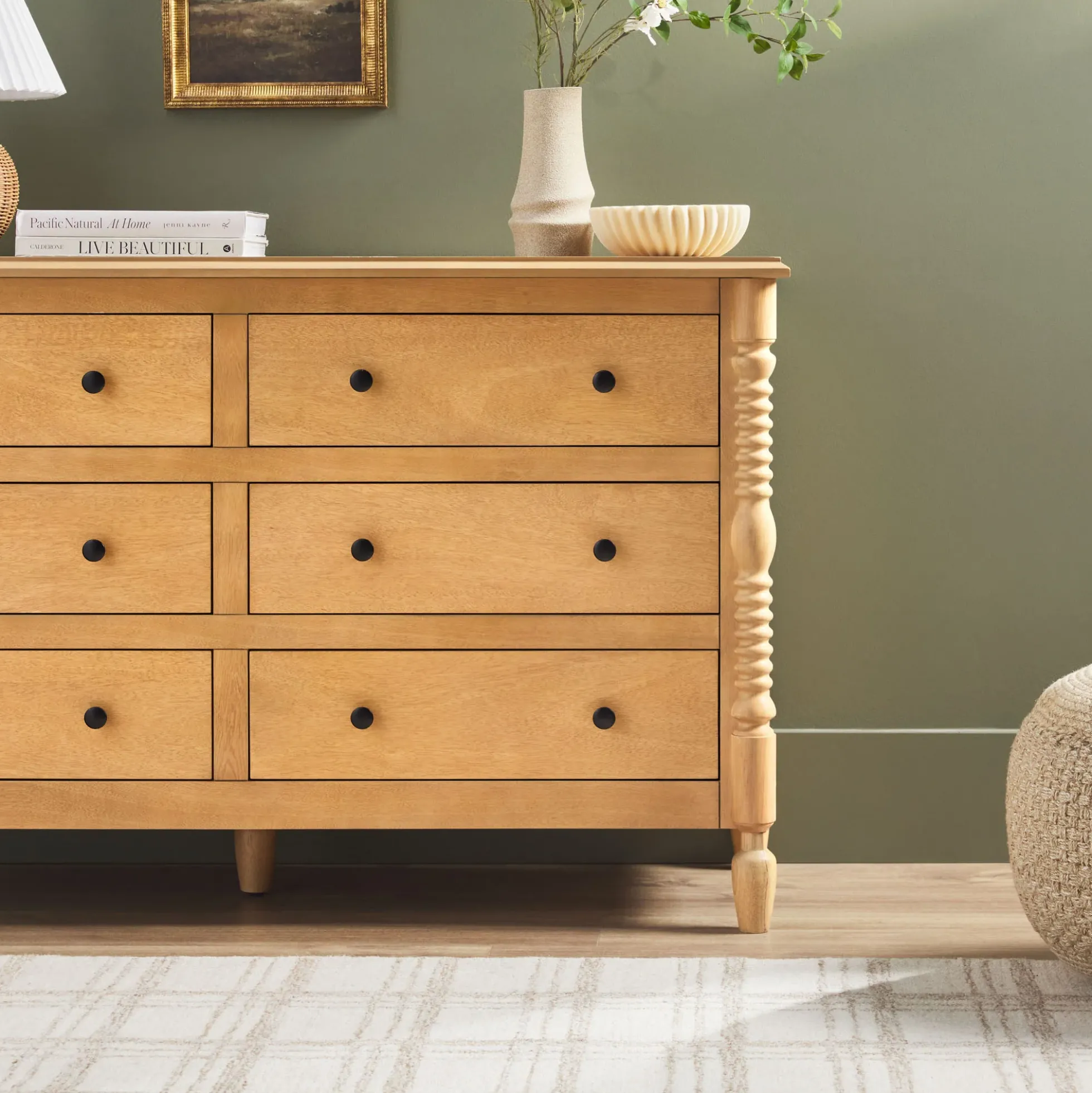 Traditional Vivienne 6-Drawer Easy Assembly Solid Wood Dresser