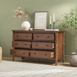 Traditional Vivienne 6-Drawer Easy Assembly Solid Wood Dresser