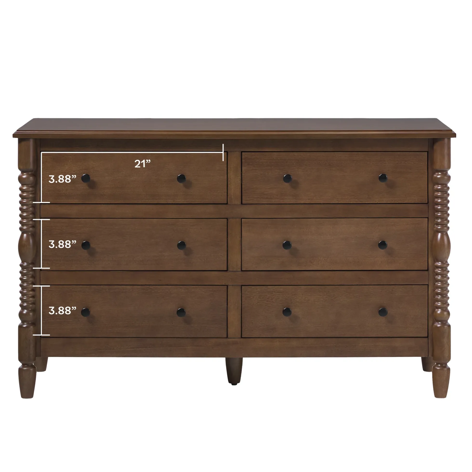 Traditional Vivienne 6-Drawer Easy Assembly Solid Wood Dresser