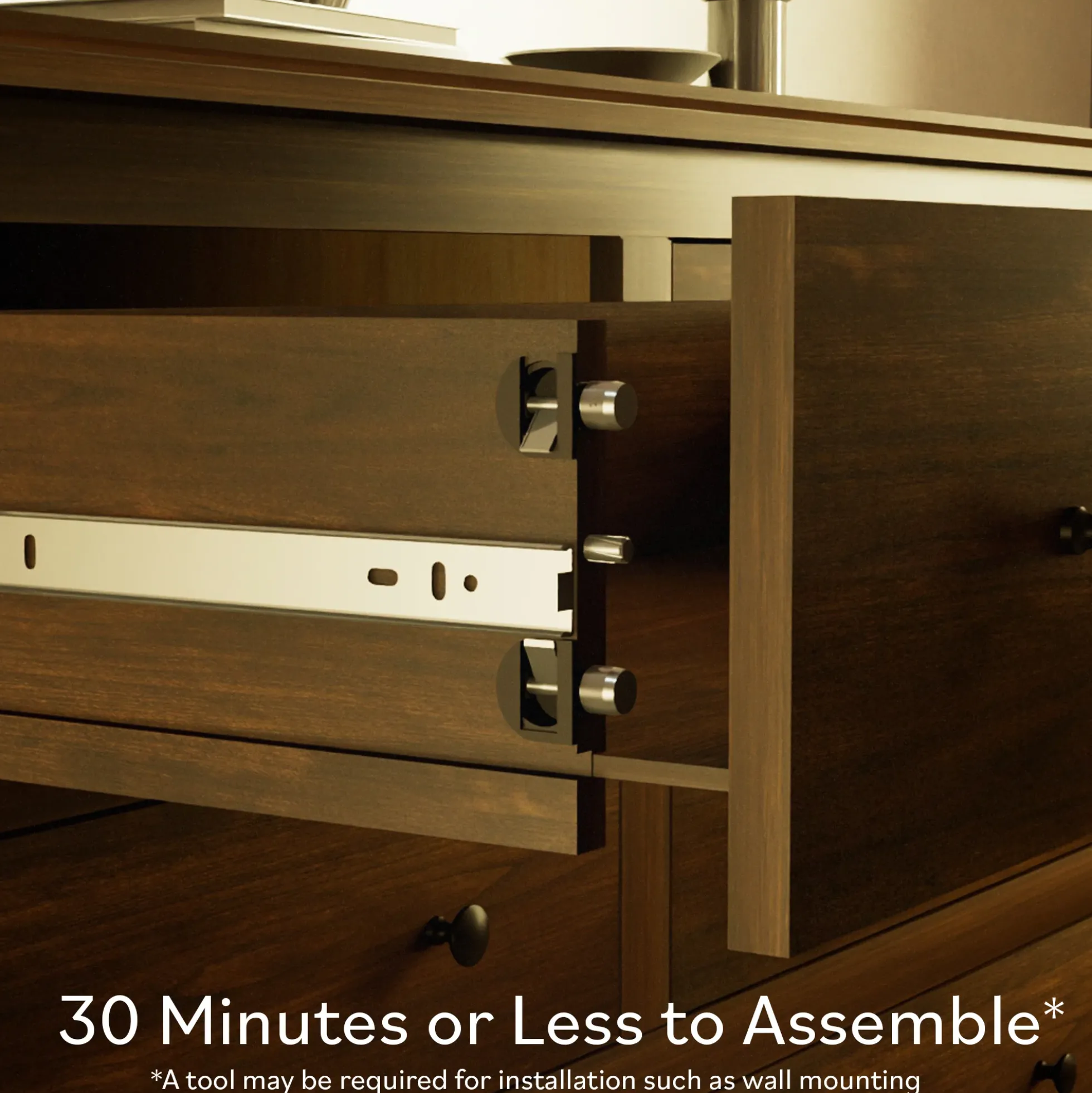 Traditional Vivienne 6-Drawer Easy Assembly Solid Wood Dresser