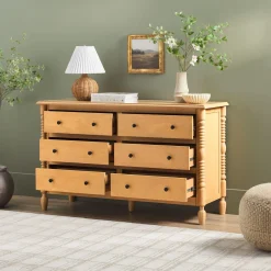 Traditional Vivienne 6-Drawer Easy Assembly Solid Wood Dresser