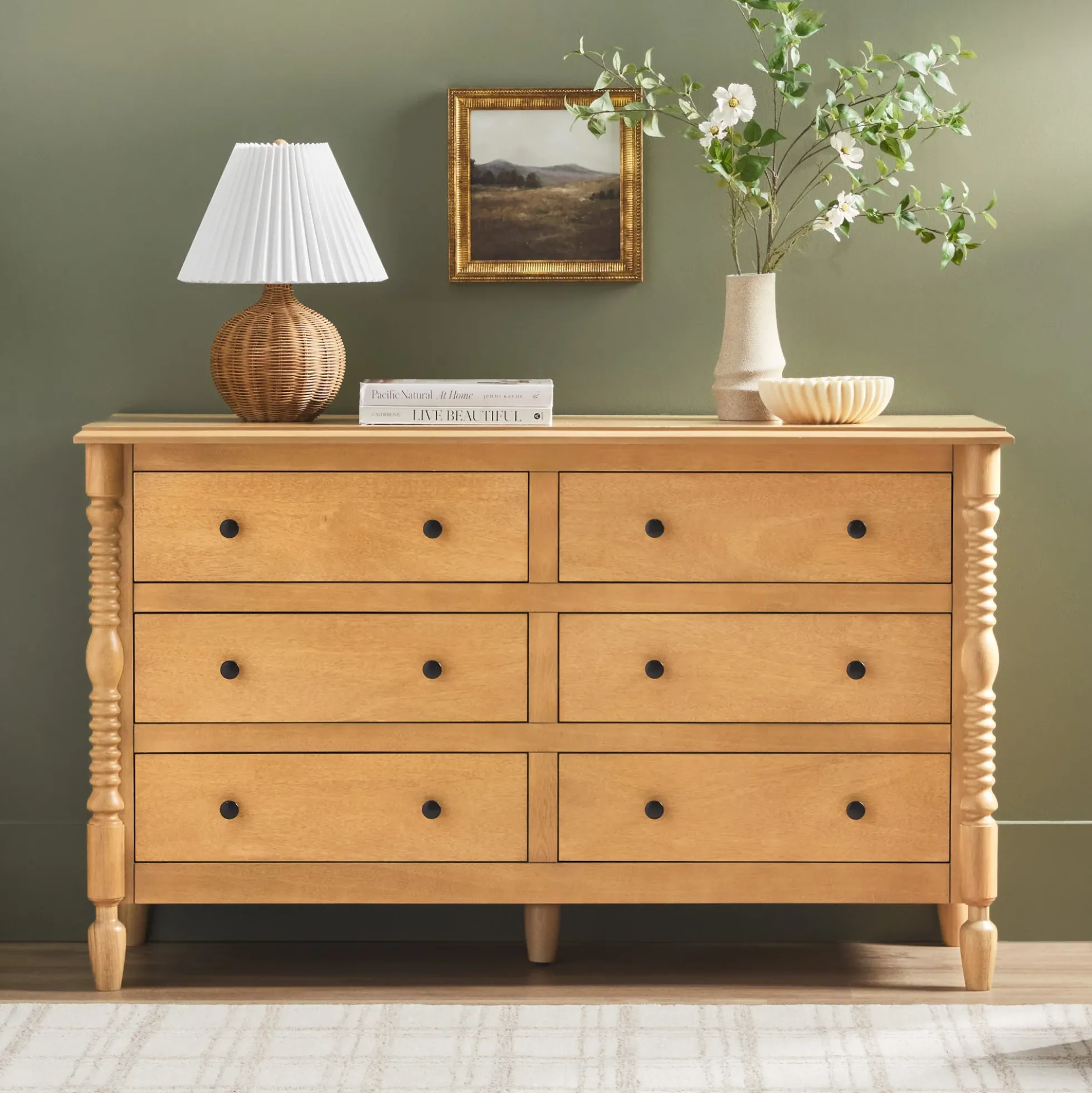 Traditional Vivienne 6-Drawer Easy Assembly Solid Wood Dresser