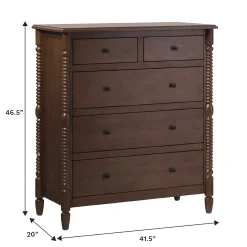 Traditional Vivienne 5-Drawer Easy Assembly Solid Wood Dresser