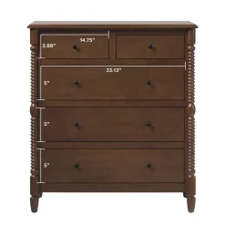 Traditional Vivienne 5-Drawer Easy Assembly Solid Wood Dresser