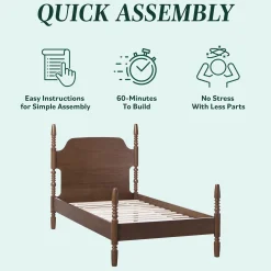 Traditional Vivienne Easy Assembly Solid Wood Twin Bedframe