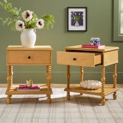 Traditional Vivienne Easy Assembly Solid Wood Nightstand