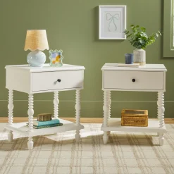 Traditional Vivienne Easy Assembly Solid Wood Nightstand