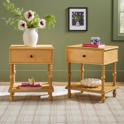 Traditional Vivienne Easy Assembly Solid Wood Nightstand