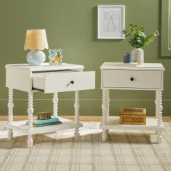 Traditional Vivienne Easy Assembly Solid Wood Nightstand
