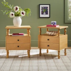 Traditional Vivienne Easy Assembly Solid Wood Nightstand