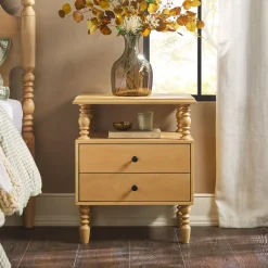 Traditional Vivienne Easy Assembly Solid Wood Nightstand