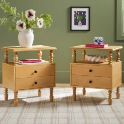 Traditional Vivienne Easy Assembly Solid Wood Nightstand