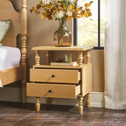 Traditional Vivienne Easy Assembly Solid Wood Nightstand