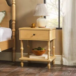 Traditional Vivienne Easy Assembly Solid Wood Nightstand